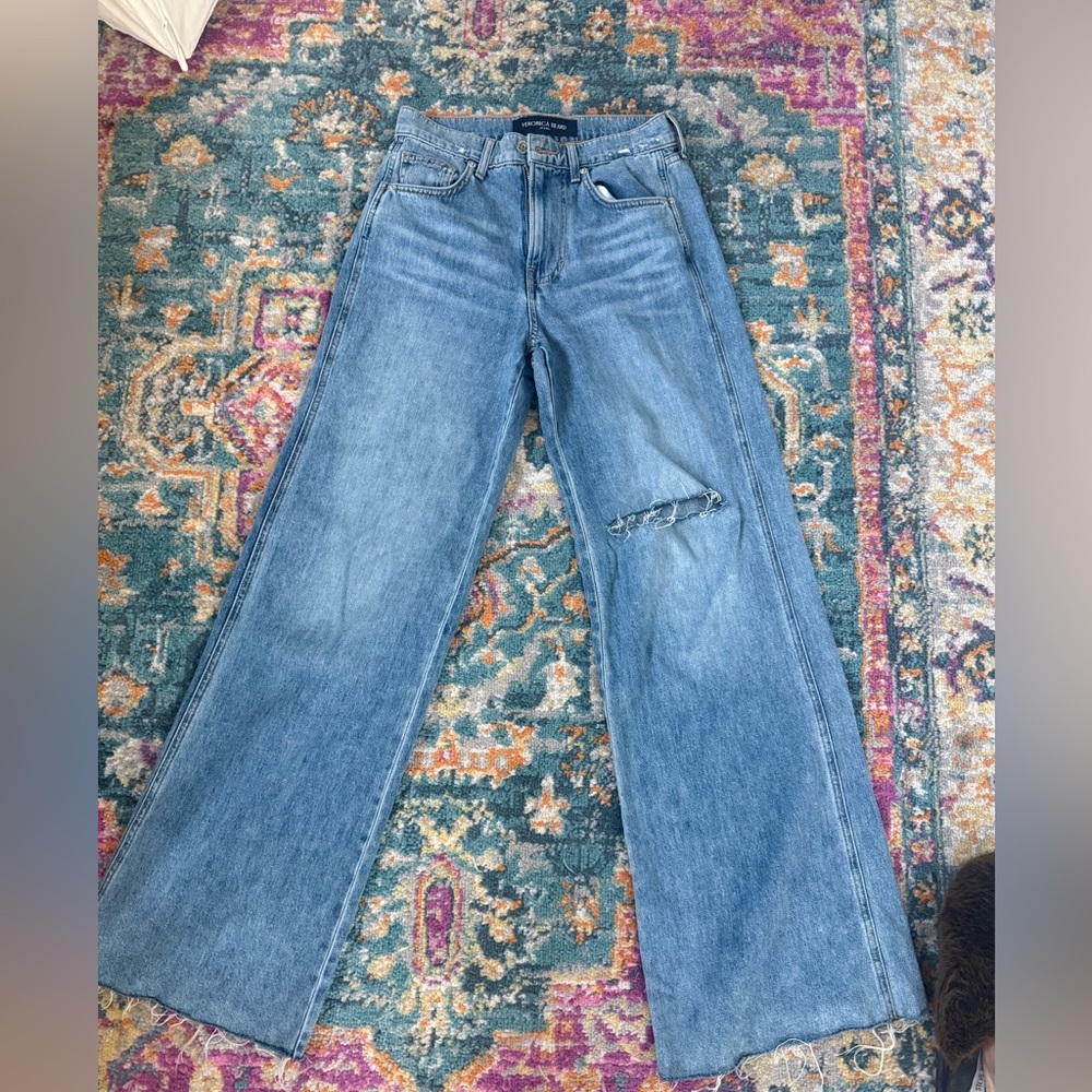 Veronica Beard Kasey Wide leg mid rise jeans